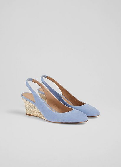 Henny Blue Suede Espadrille Wedge Slingbacks