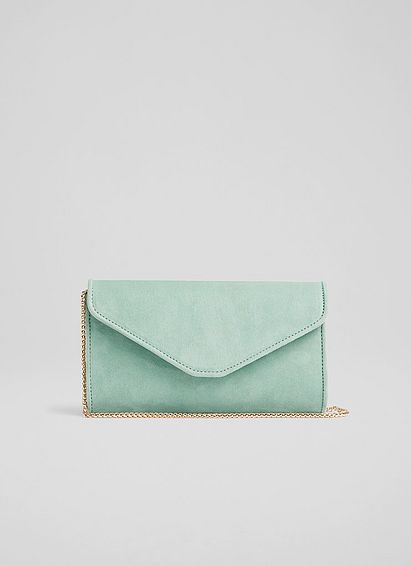 Dominica Pale Green Suede Clutch Bag
