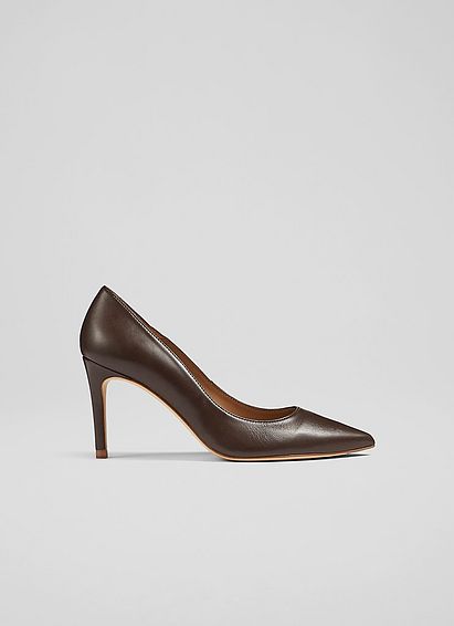 Floret Dark Chocolate Leather Pointed Toe Courts