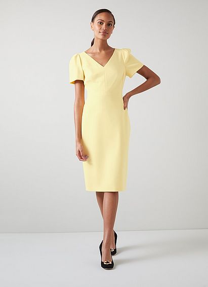 Rebecca Lemon Crepe Shift Dress