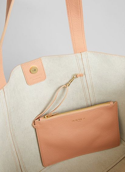 Adeline Light Rose Leather Large Tote Bag