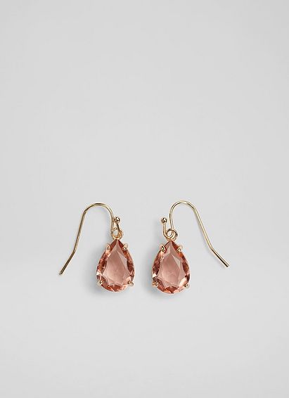 Celine Gold-Plated Pink Crystal Drop Earrings