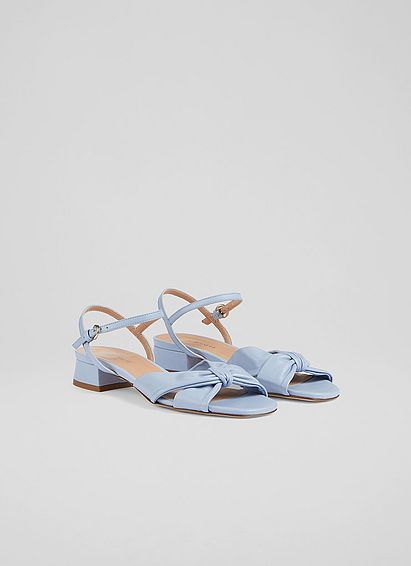 Lina Blue Leather Knotted Sandals