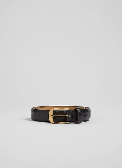 Gunders Black Croc-Effect Leather Belt