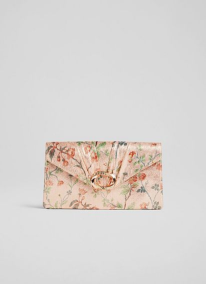 Serena Pink Apple Blossom Print Clutch