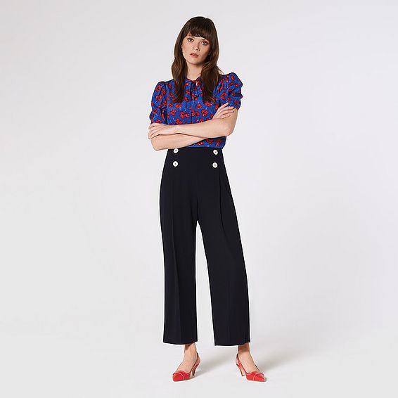 Parker Navy Wide-Leg Trousers