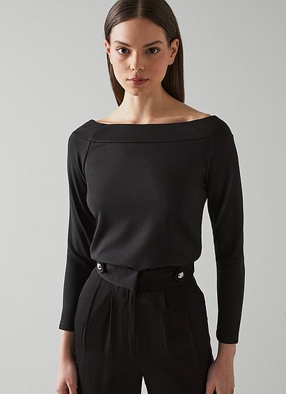 Eden Black Jersey Bardot Top