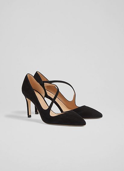 Heather Black Suede D'Orsay Courts