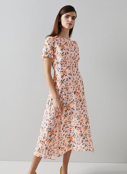 Boyd Pink Silk Apple Blossom Print Dress