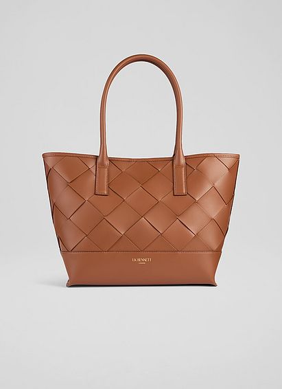 Harper Tan Woven Leather Tote Bag