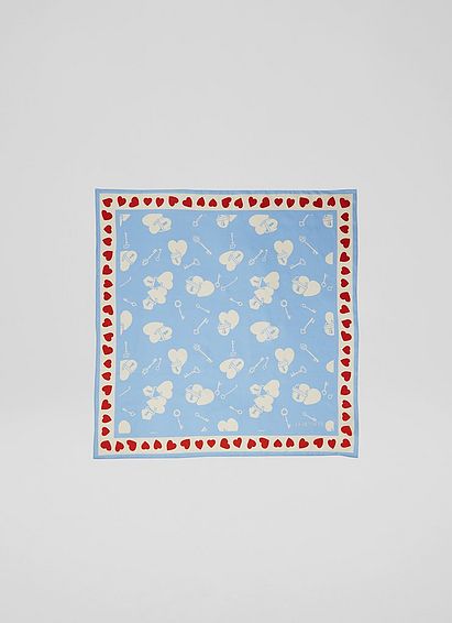 Amour Blue and Cream Silk Scarf
