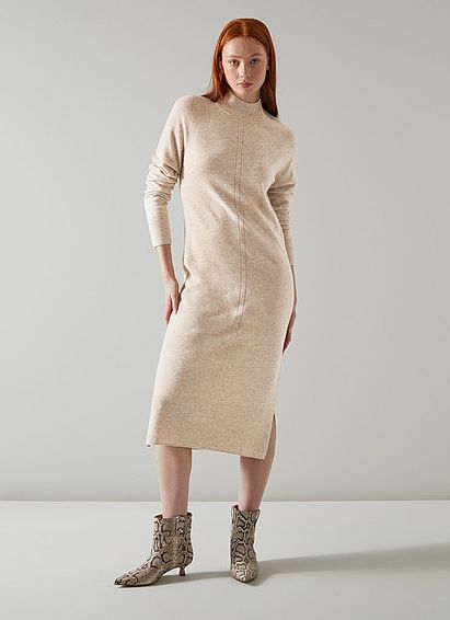 Bergen Oatmeal Merino-Blend Knitted Dress