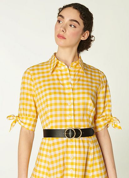 Georgina Black Leather Double Ring Belt