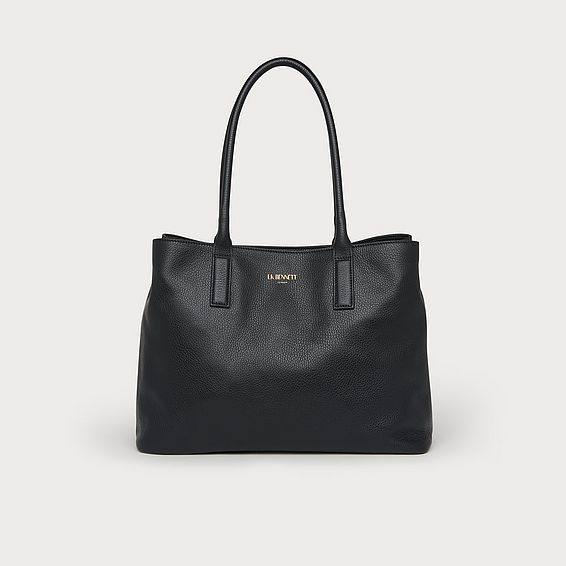 Lillian Black Leather Tote Bag