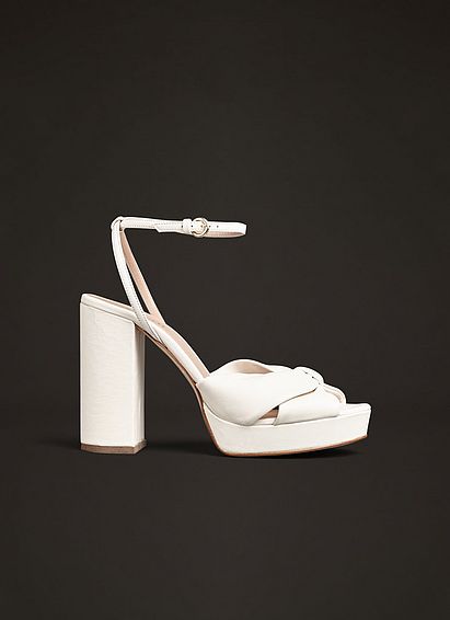 Amanda Cream Leather Platform Sandals