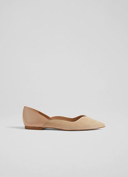 Iris Beige Suede and Leather Sweetheart Flats