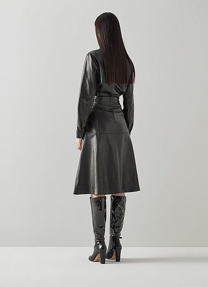 Monmouth Black Leather Skirt