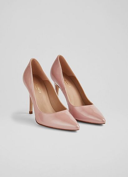 Fern Pink Pearlised Patent Pointed Toe Courts