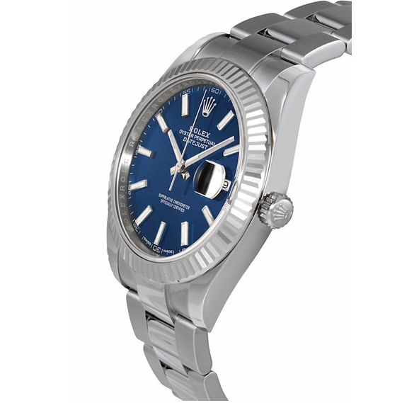 Datejust herenhorloge met blauwe wijzerplaat en Oyster-band, 41 mm