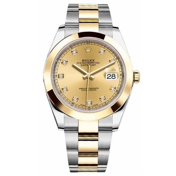 Datejust 18k Geelgoud Gebogen Lunette 41 mm