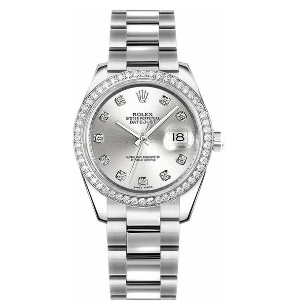 Datejust Zilver Diamant Oyster Armband 31 mm