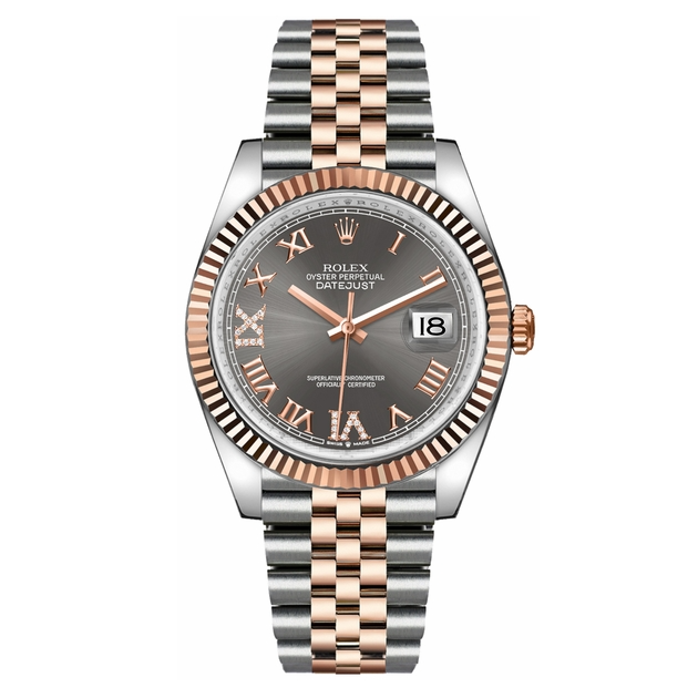 Datejust donkere rhodium wijzerplaat gefluteerde bezel 36 mm