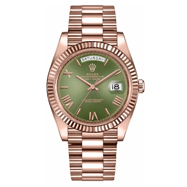 Day-Date 40 mm, groene wijzerplaat, roségoud