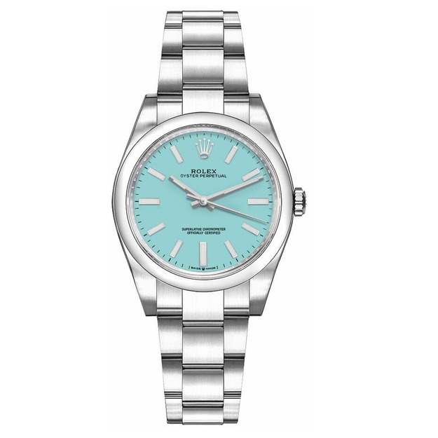 Oyster Perpetual turquoise blauwe wijzerplaat dameshorloge 31 mm