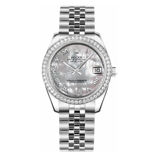 Datejust dameshorloge met diamanten wijzerplaat, 31 mm