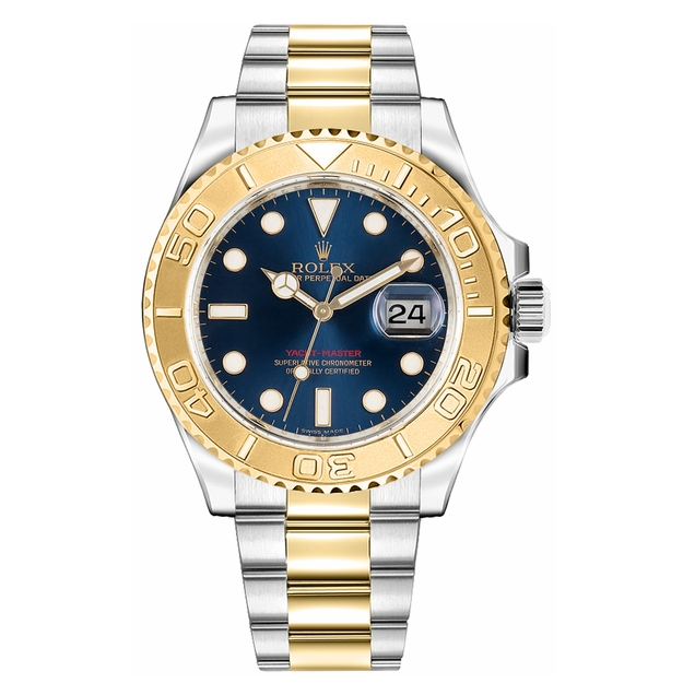 Yacht-Master met geelgouden lunette en blauwe wijzerplaat, 40 mm