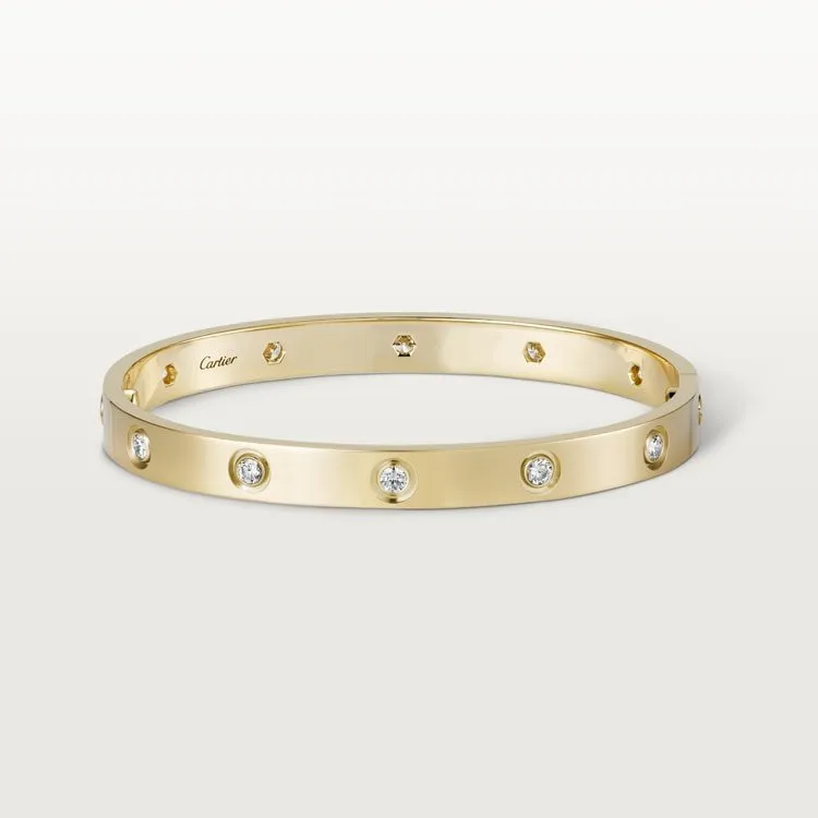 LOVE BRACELET, 10 DIAMONDS[3 gold-plated colors]