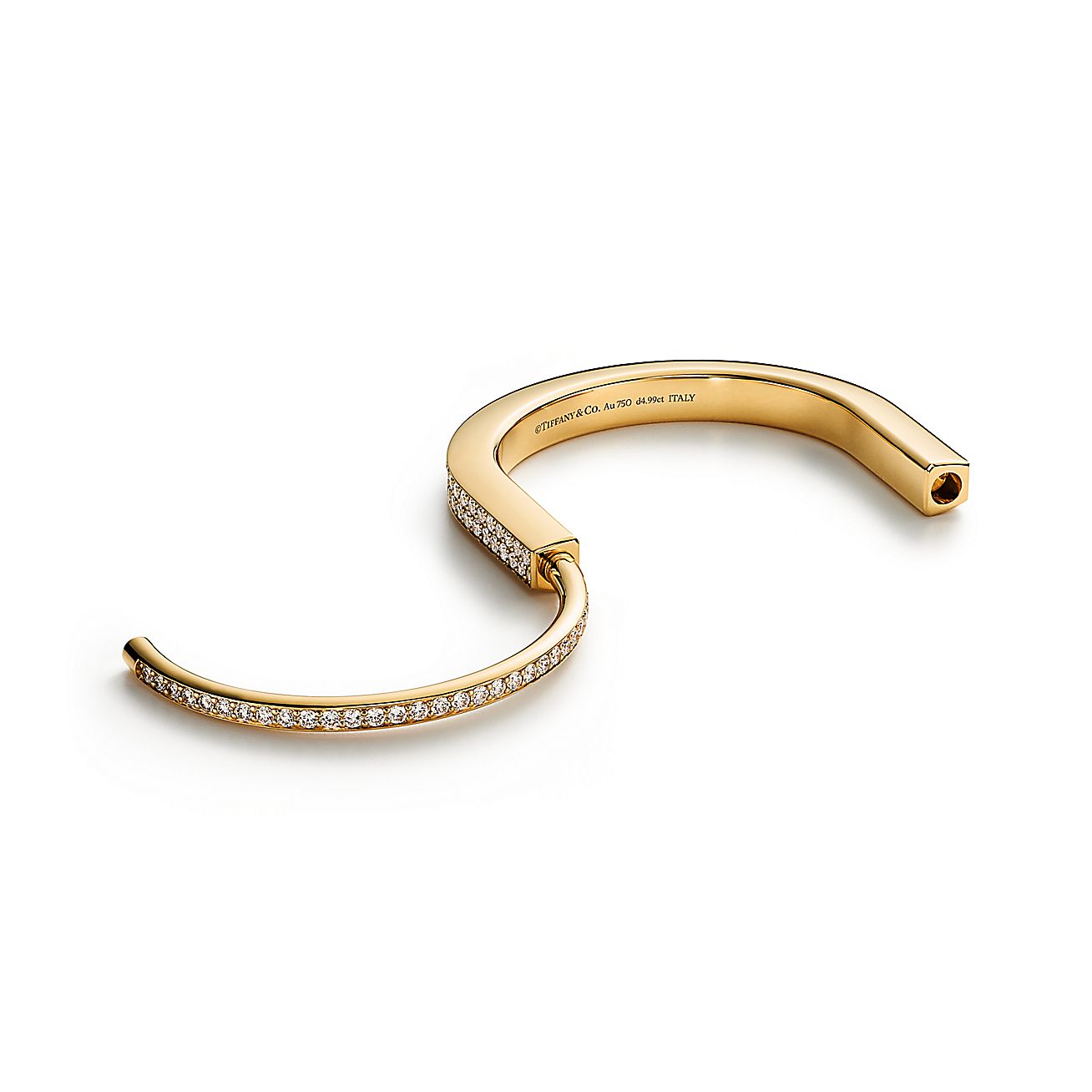 Tiffany Lock Bangle with Pave Diamond [3 GOLD-PLATED COLORS]