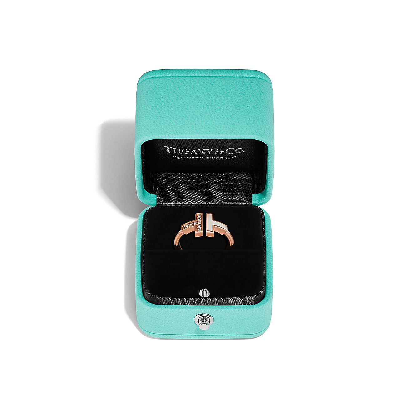 Tiffany T Wire Ring in Rose Gold with Diamonds and Mother-of-pearl