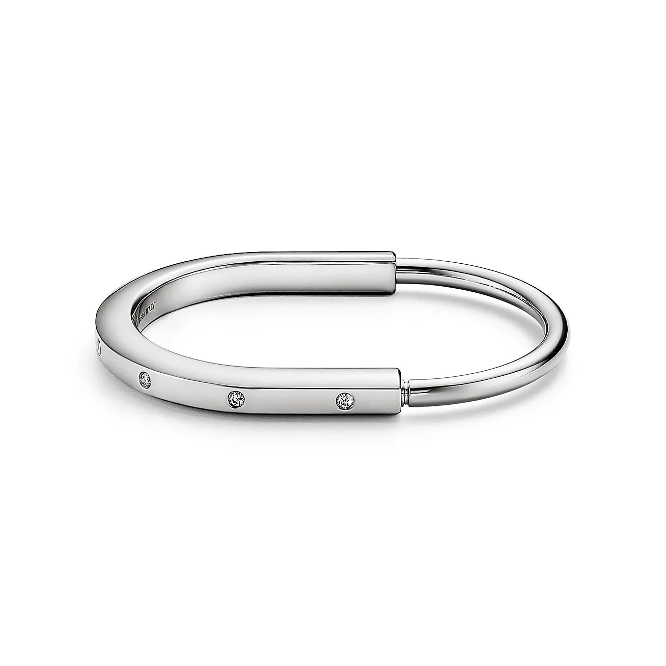 Tiffany Lock Bangle with Diamond Accents[3 gold-plated colors]