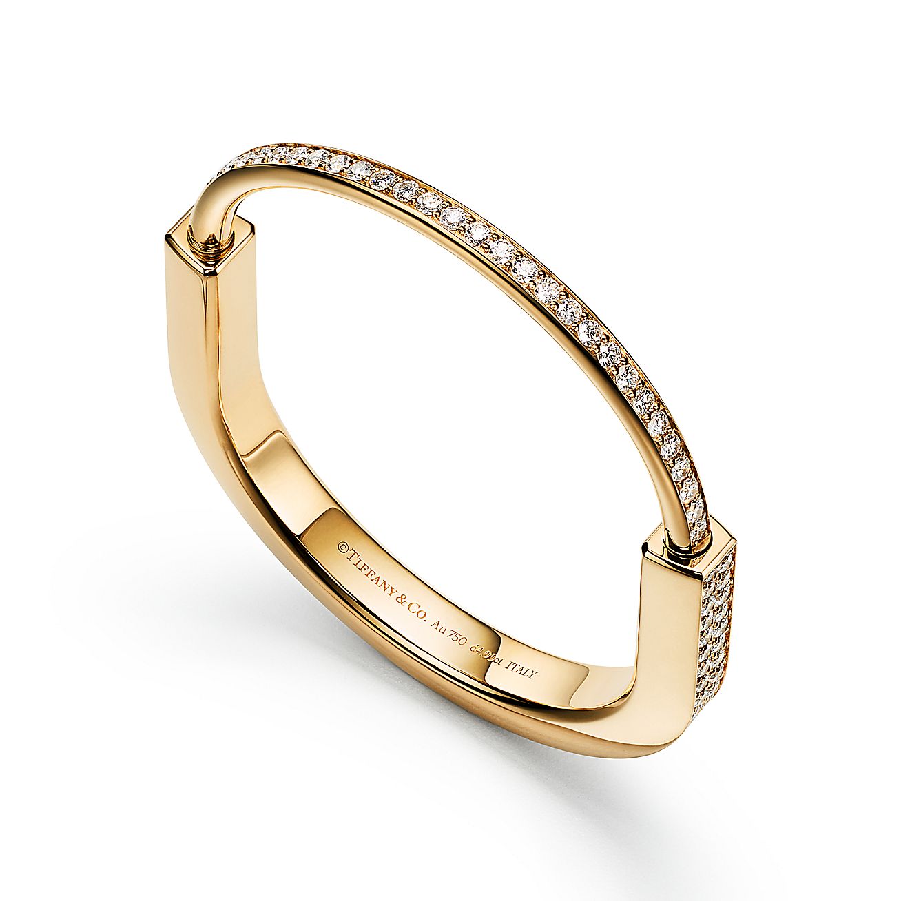 Tiffany Lock Bangle with Pave Diamond [3 GOLD-PLATED COLORS]