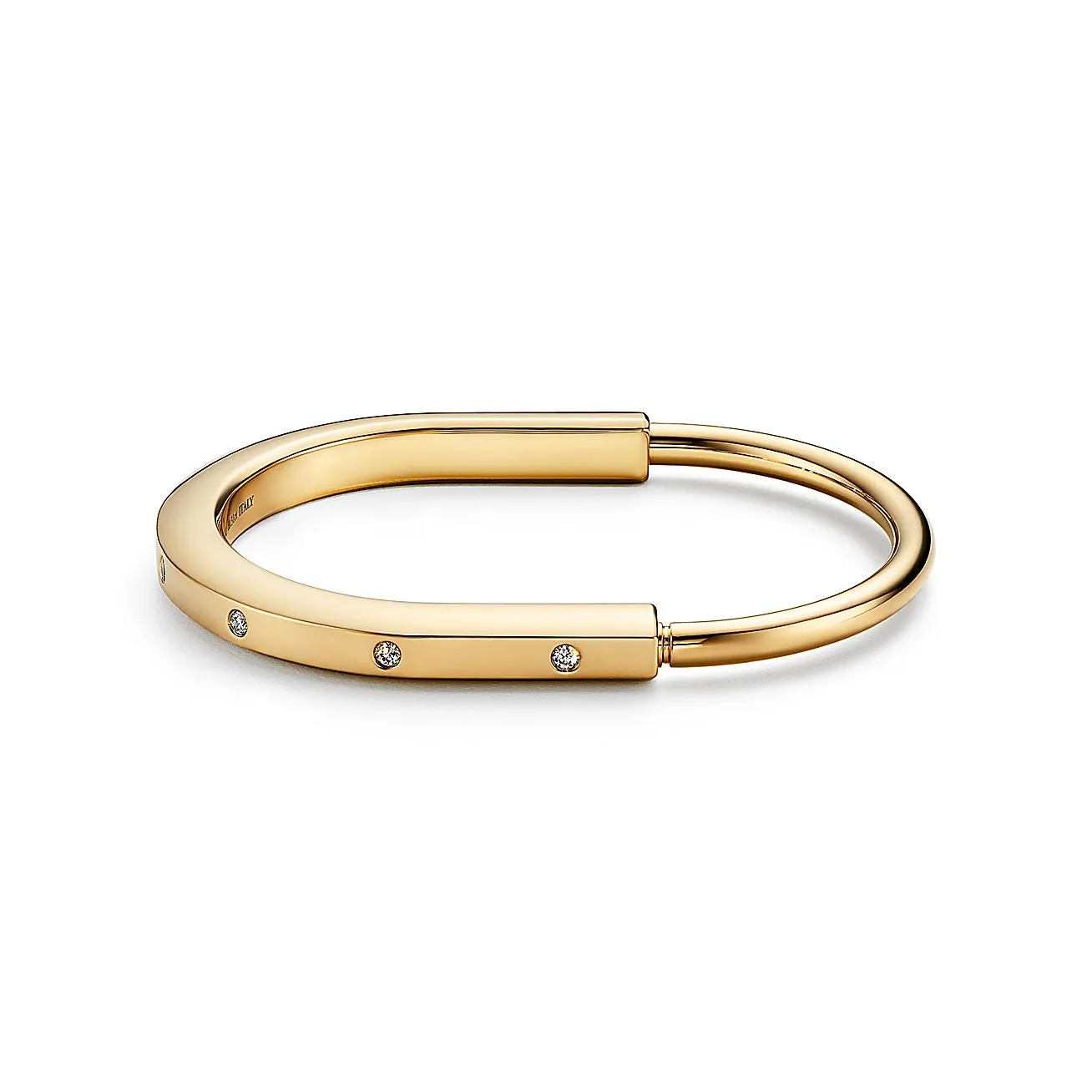 Tiffany Lock Bangle with Diamond Accents[3 gold-plated colors]