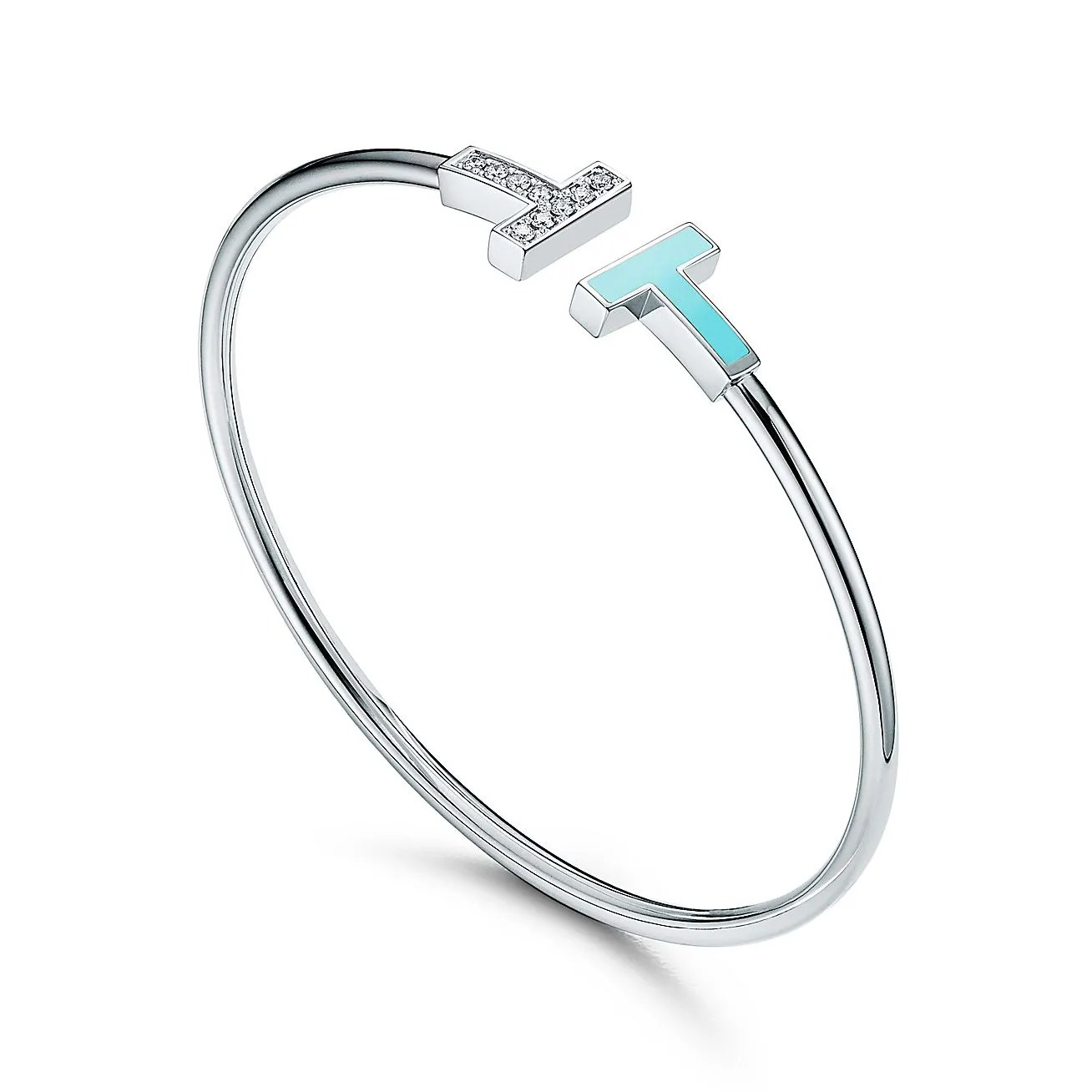 Tiffany T Diamond and Turquoise Wire Bracelet