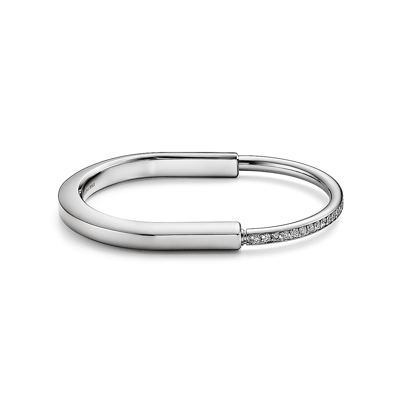 Tiffany Lock Bangle with Half Pave Diamonds[3 GOLD-PLATED COLORS]