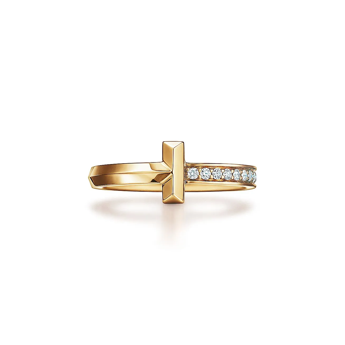 Tiffany T T1 Ring in Yellow Gold with Diamonds, 2.5 mm Wide