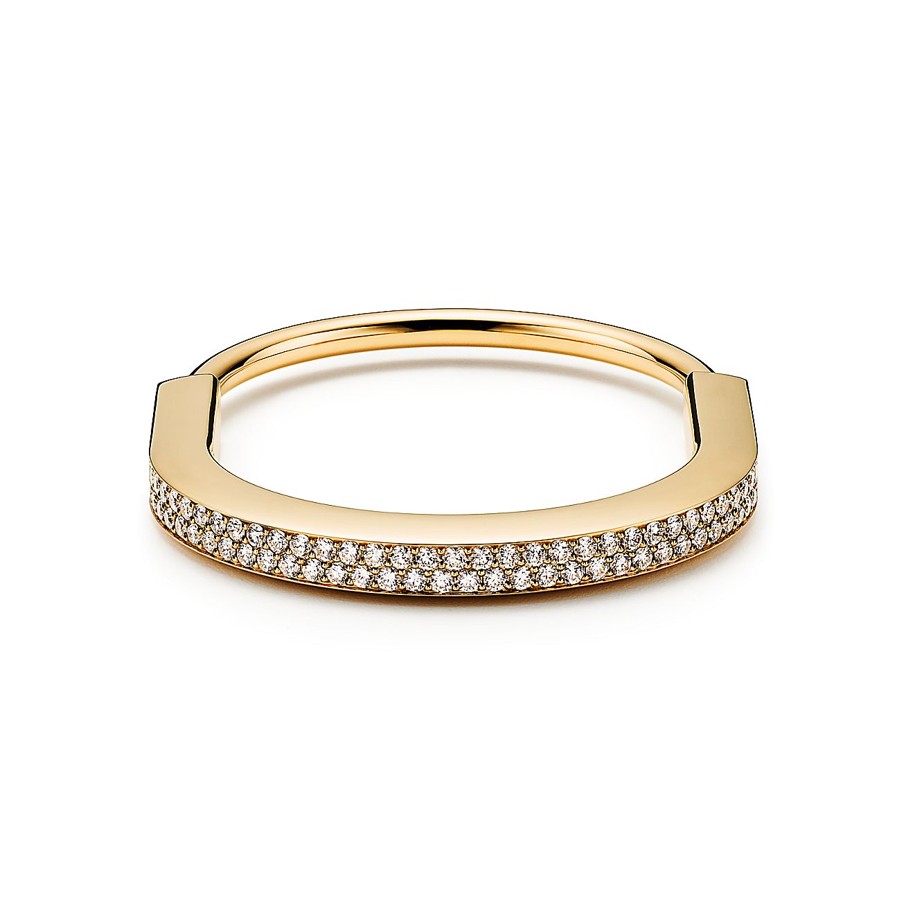 Tiffany Lock Bangle with Pave Diamond [3 GOLD-PLATED COLORS]