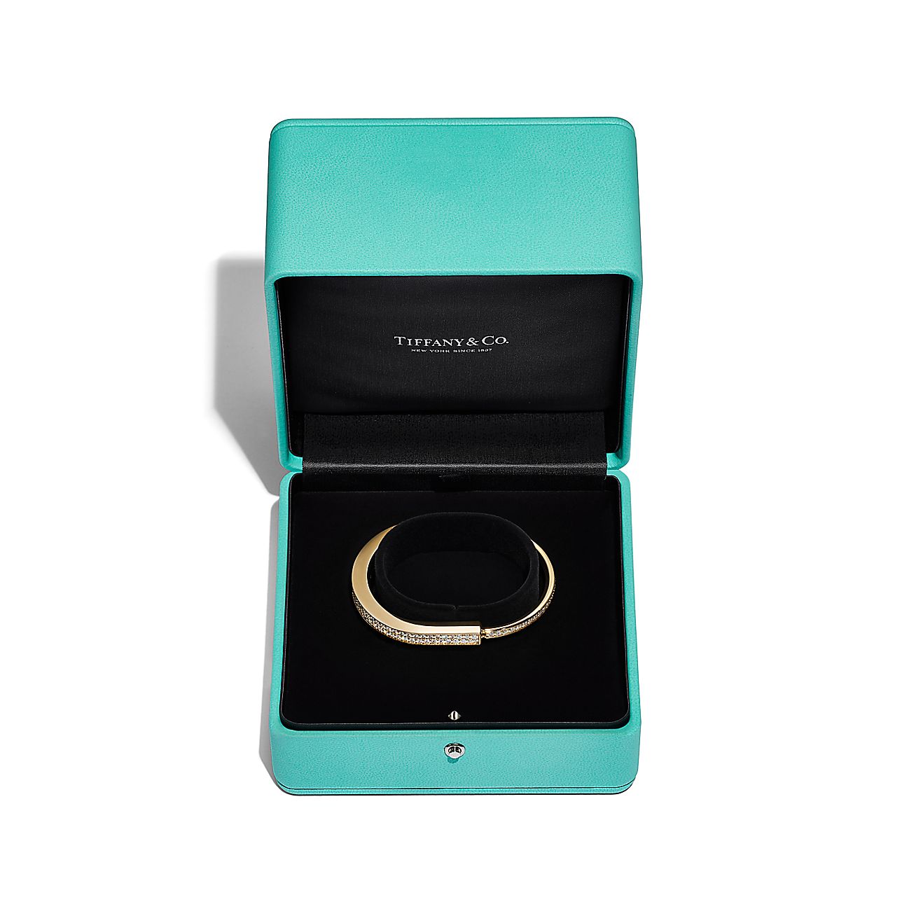 Tiffany Lock Bangle with Pave Diamond [3 GOLD-PLATED COLORS]