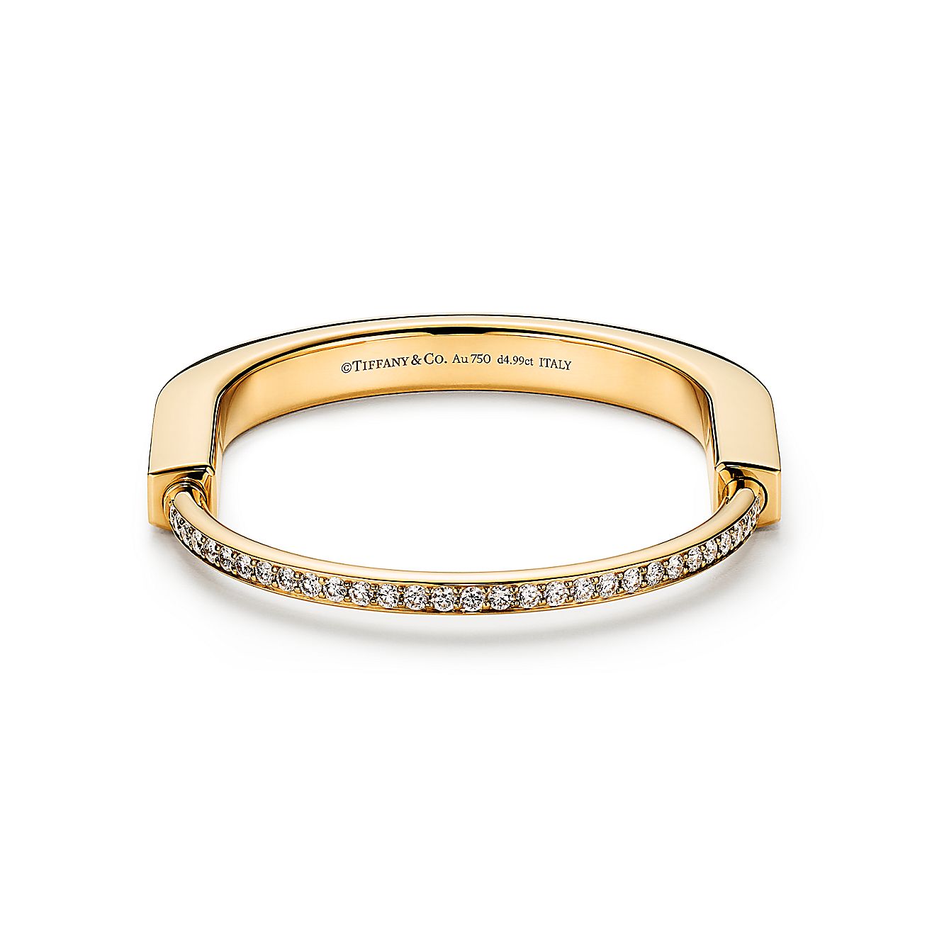 Tiffany Lock Bangle with Pave Diamond [3 GOLD-PLATED COLORS]