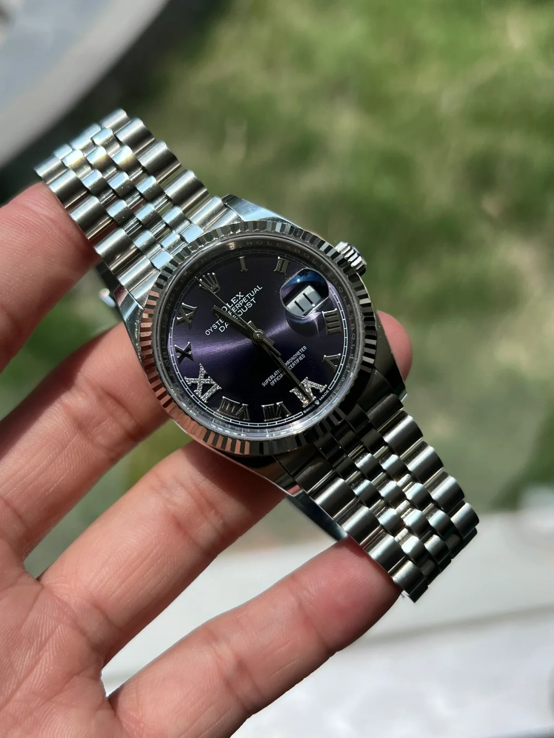 Rolex Datejust 36mm Aubergine Roman VI IX Jubilee m126234-0021