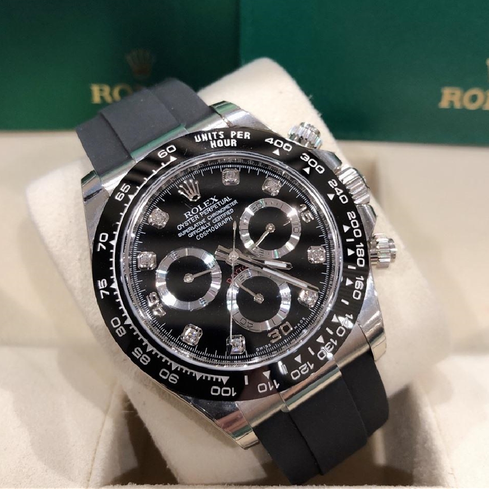 Rolex Daytona White Gold Black Dial Oysterflex Strap 116519LN-0025 Unw 40mm