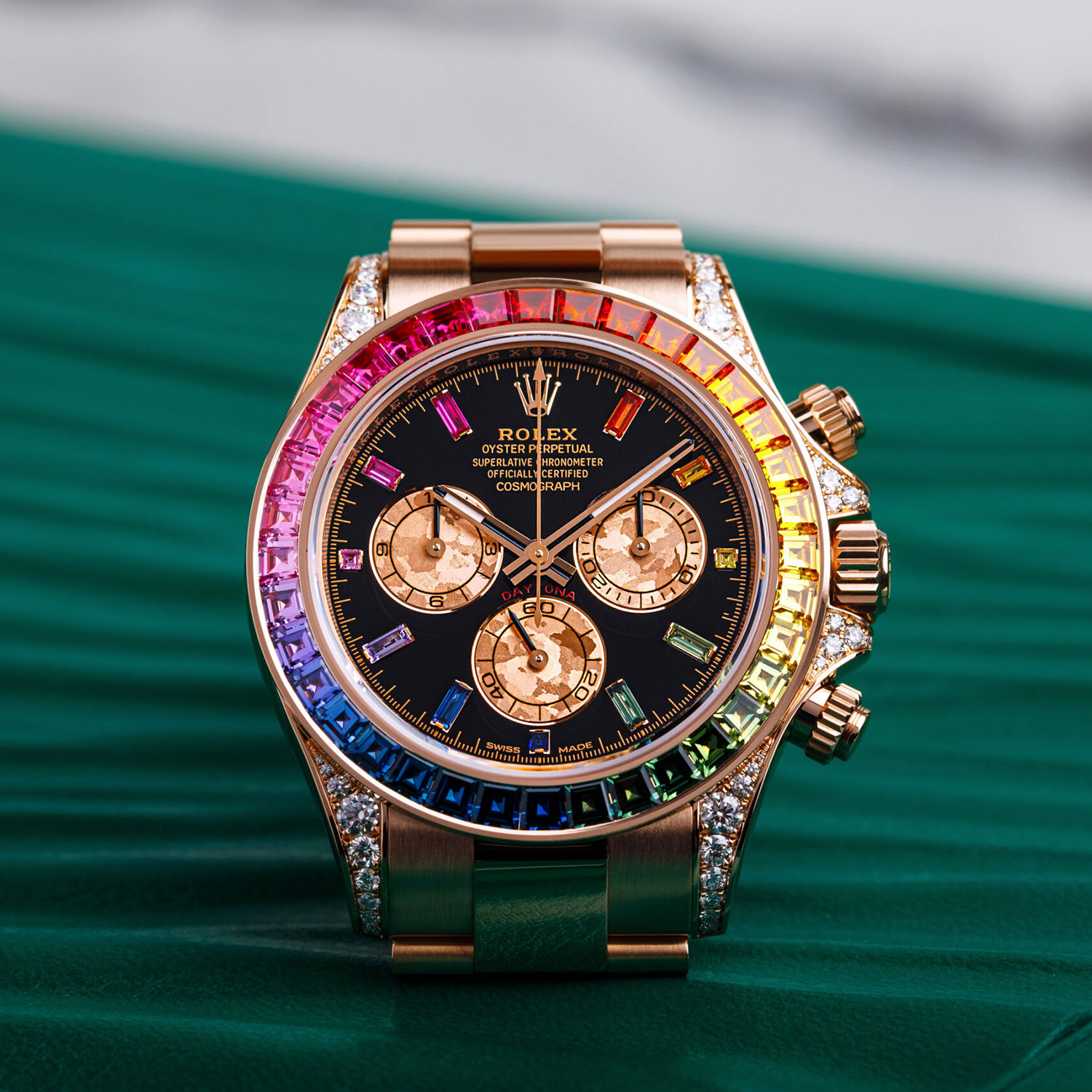 Rolex Daytona Rainbow Diamond Rose Gold Stainless Steel 40mm