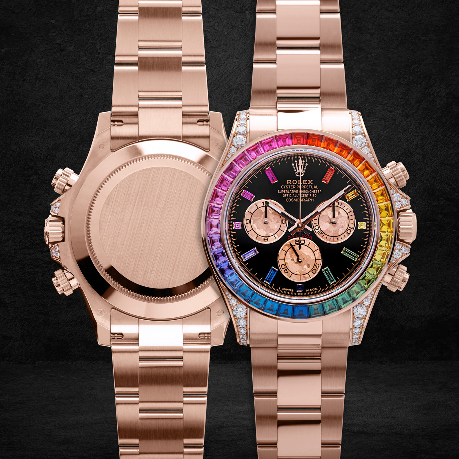 Rolex Daytona Rainbow Diamond Rose Gold Stainless Steel 40mm