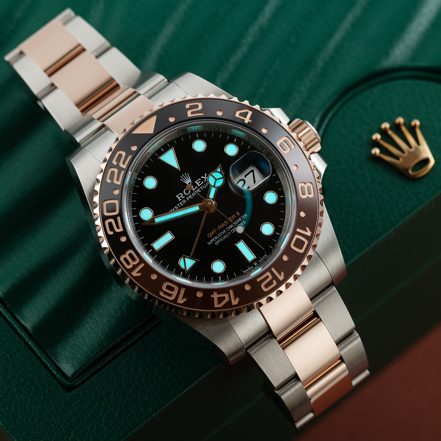 Rolex GMT-Master II Root Beer Two Tone Black Dial Ref 126711chnr-0002 40mm