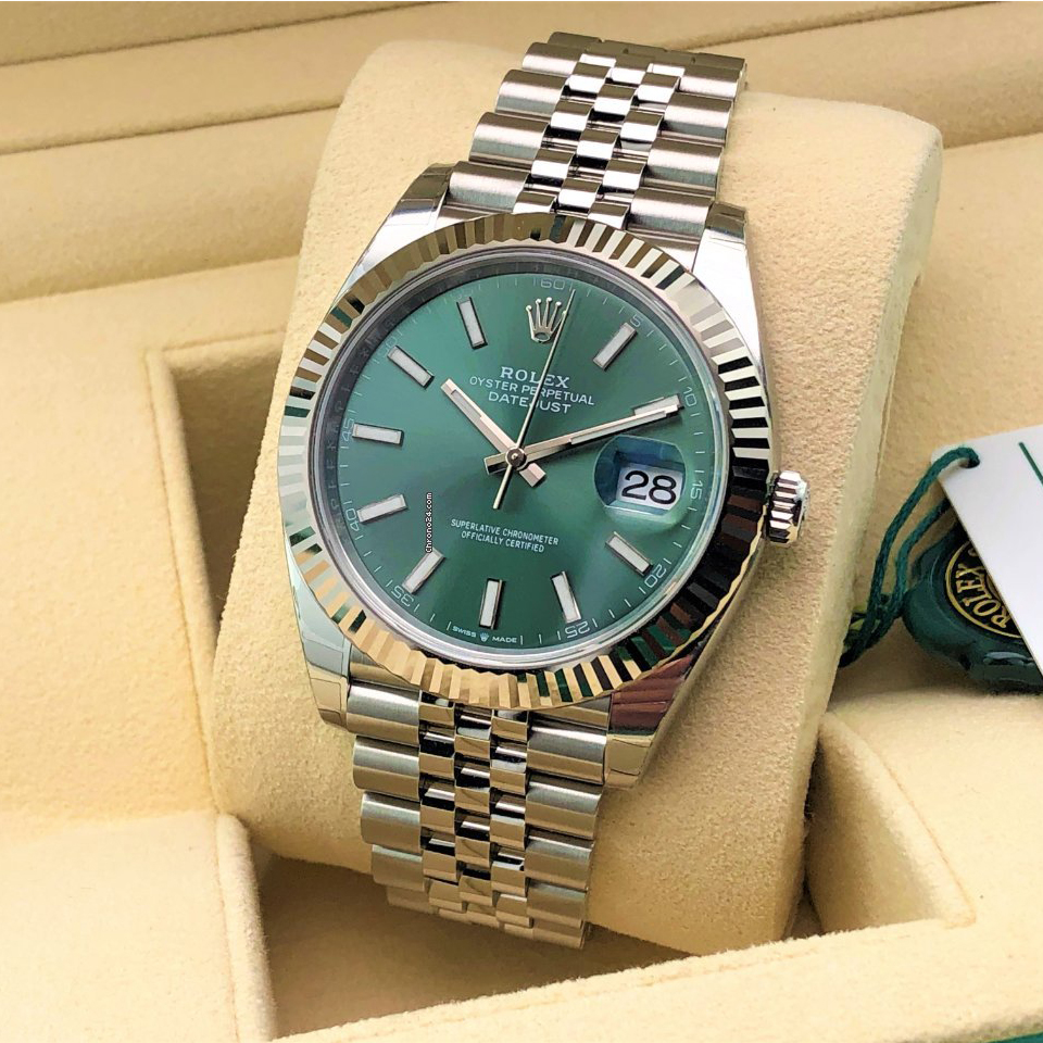 Rolex Datejust 41 Mint Green Dial Steel & White Gold m126334-0028