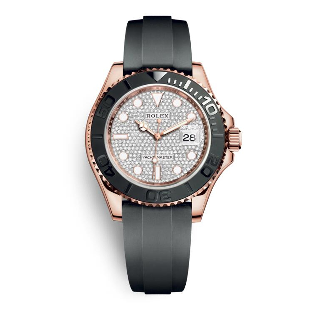 Yacht Master 1 Golden Diamond Dial Rubber Strap 40mm