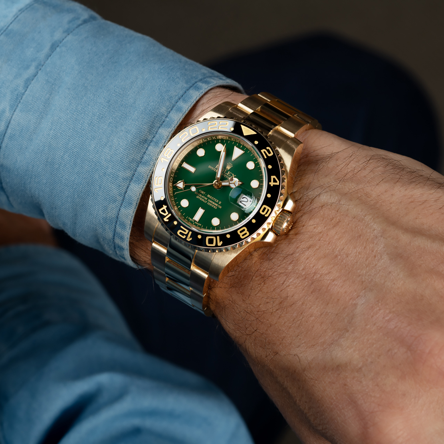 Rolex GMT Master II 18k Yellow Gold Oyster Bracelet 116718LN Unworn 40mm